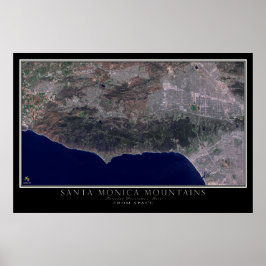 Santa Monica Berge Kalifornien Satellitenkarte Poster