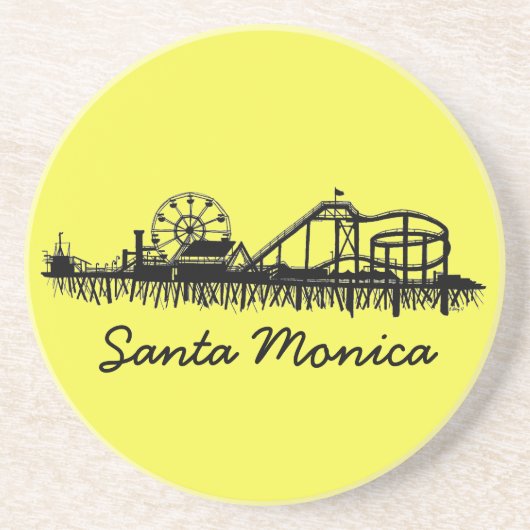 Santa Monica CA California Pier Beach Ferris Wheel Sandstein Untersetzer (Vorne)