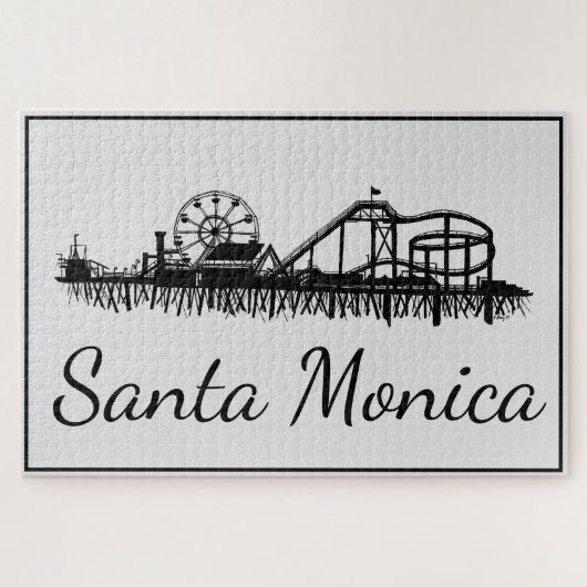 Santa Monica CA California Pier Silhouette Cali Puzzle (Horizontal)