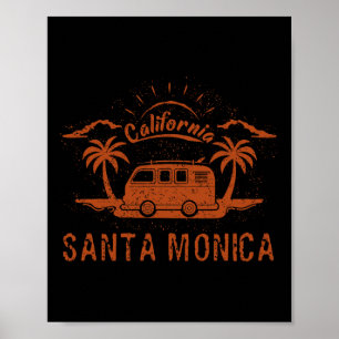 Santa Monica, Ca Kalifornien Retro Vintage Surfen Poster