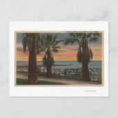 Santa Monica, CA - Yachthafen und Sonnenuntergang Postkarte (Vorderseite)