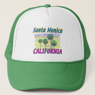 Santa Monica California Palm & Beach Hat Truckerkappe