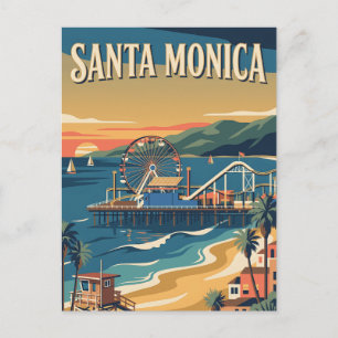 Santa Monica California Pier Vintage Reiseposter Postkarte