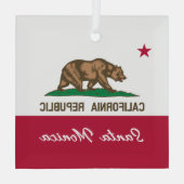 Santa Monica California Republic flag Christmas Ornament Aus Glas (Rückseite)