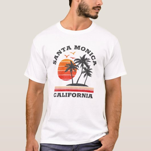 Santa Monica California Retro Souvenir Geschenk T-Shirt (Vorderseite)