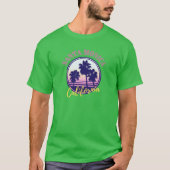 Santa Monica California Retro Sunset and Palm Tree T-Shirt (Vorderseite)