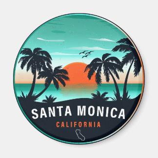 Santa Monica California Retro Sunset Souvenirs 80e Magnet