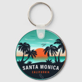 Santa Monica California Retro Sunset Souvenirs 80e Schlüsselanhänger (Rückseite)