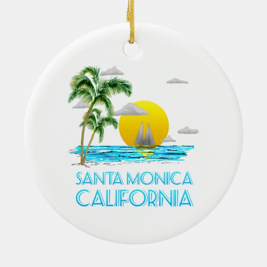 Santa Monica California Segeln Keramik Ornament (Hinten)
