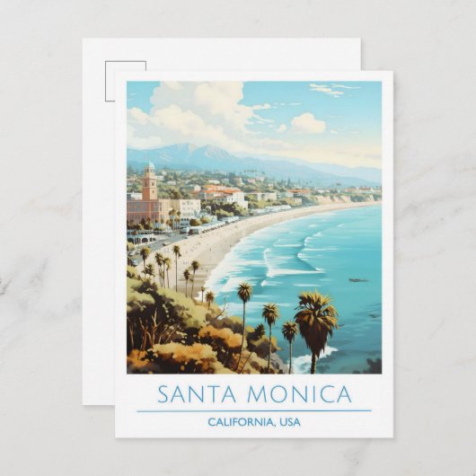 Santa Monica California USA Vintage Travel Postkarte (Vorne/Hinten)