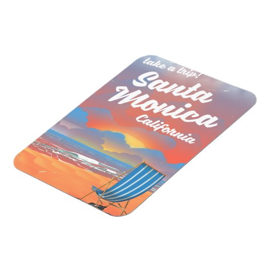 Santa Monica California Vintages Strandposter Magnet (Linke Seite)