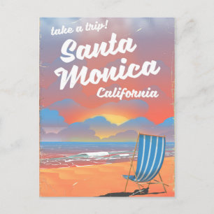 Santa Monica California Vintages Strandposter Postkarte