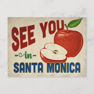 Santa Monica Kalifornien Apfel - Vintage Reise Postkarte