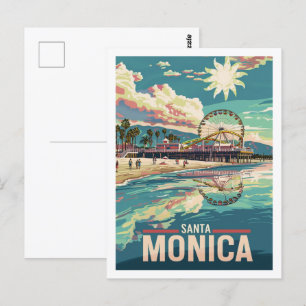 Santa Monica Kalifornien Berühmter Vintage-Reiseor Postkarte