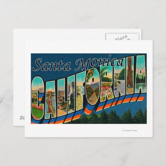 Santa Monica, Kalifornien - Große Briefszenen Postkarte (Vorne/Hinten)