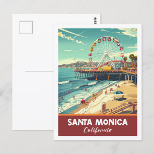 Santa Monica Kalifornien USA Berühmte Vintage Reis Postkarte