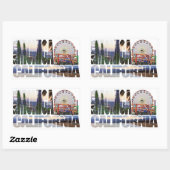 Santa Monica Logo Blume Pier Strand Rechteckiger Aufkleber (Blatt)