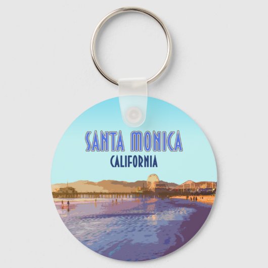 Santa Monica Los Angeles California Vintage Schlüsselanhänger (Vorderseite)