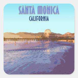 Santa Monica Los Angeles Kalifornien Vintage Quadratischer Aufkleber