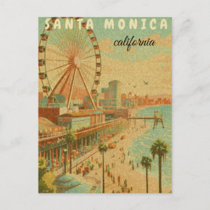 santa monica  monica kalifornien  vintage reise cl postkarte