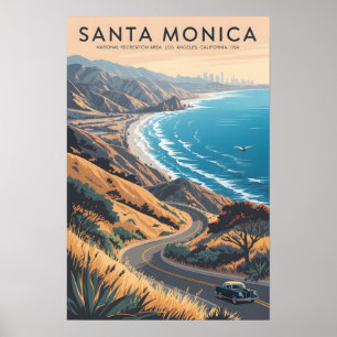 Santa Monica Mountains Vintage Reiseplakat Poster