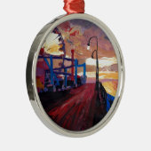 Santa Monica Pier an der Dämmerung Silbernes Ornament (Rechts)