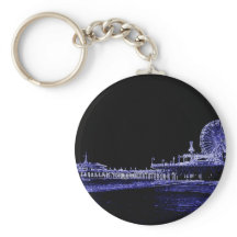 Santa Monica Pier Blue Neon Night Photo Edit