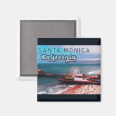 Santa Monica Pier Ca USA Retro Souvenirs 80er Magnet (Vorderseite/Rückseite)