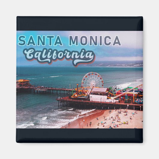 Santa Monica Pier Ca USA Retro Souvenirs 80er Magnet (Vorne)