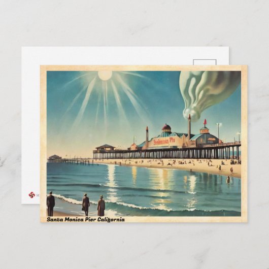 Santa Monica Pier California Postkarte (Vorne/Hinten)