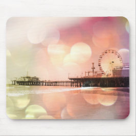 Santa Monica Pier - funkelndes Pink Foto Edit Mousepad