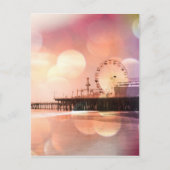 Santa Monica Pier - funkelndes Pink Foto Edit Postkarte (Vorderseite)