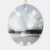 Santa Monica Pier - Graues Glitzern Foto Edit Keramikornament (Links)