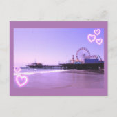 Santa Monica Pier Lila Hearts Postkarte (Vorderseite)