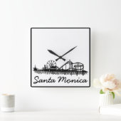 Santa Monica Pier Los Angeles California Beach Quadratische Wanduhr (Zuhause)