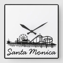 Santa Monica Pier Los Angeles California Beach Quadratische Wanduhr
