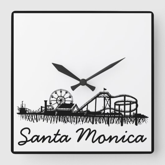 Santa Monica Pier Los Angeles California Beach Quadratische Wanduhr (Vorderseite)