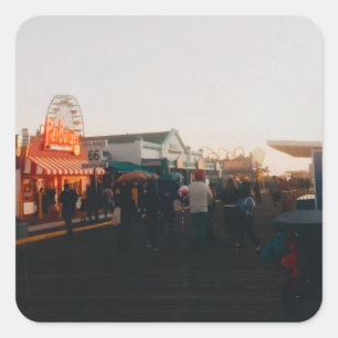 Santa Monica Pier, Los Angeles, Kalifornien Quadratischer Aufkleber