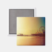 Santa Monica Pier - Orange Sunrise Foto Edit Magnet (Vorderseite/Rückseite)