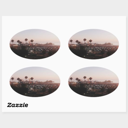 Santa Monica Pier Patch Ovaler Aufkleber (Blatt)