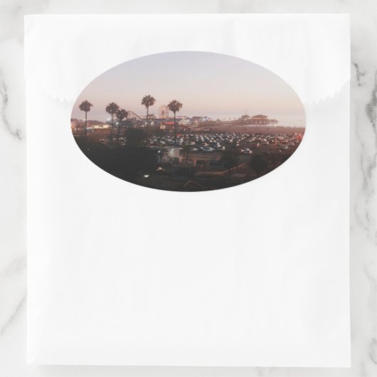 Santa Monica Pier Patch Ovaler Aufkleber (Tasche)
