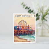 Santa Monica Pier Postkarte (Stehend Vorderseite)