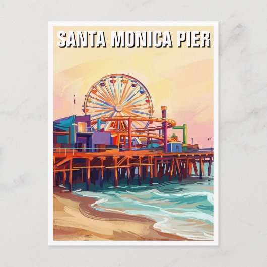 Santa Monica Pier Postkarte (Vorderseite)