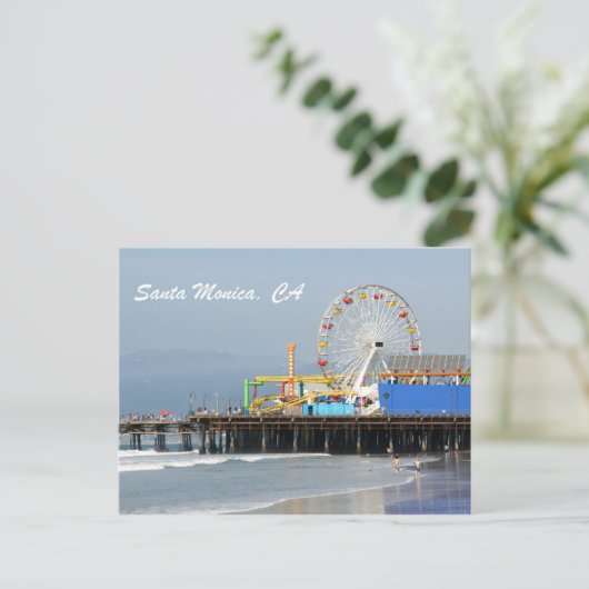 Santa Monica Pier Postkarte (Stehend Vorderseite)