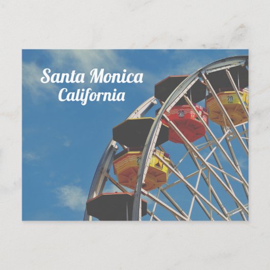 Santa Monica Pier Vintag Ferris Wheel Postkarte (Vorderseite)