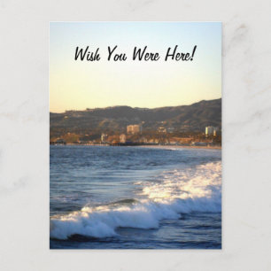 Santa Monica Pier vom Strand von Venedig aus geseh Postkarte