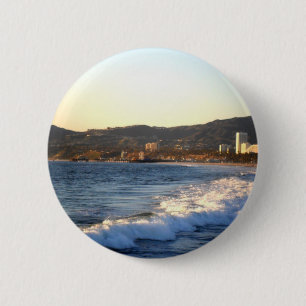 Santa Monica Pier, wie von Venedig-Strand gesehen Button