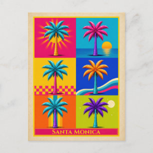 Santa Monica Postkarte Kalifornien Palme Vintage