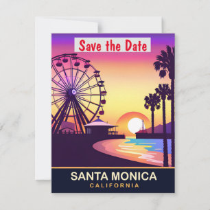 Santa Monica, Riesenrad, Reise-Postkarte, Save The Date