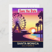Santa Monica, Riesenrad, Travel Postcard, Save The Date (Vorne/Hinten)